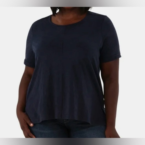 Terra & Sky Black ,Navy Blue and Green Relaxed High Low Short Sleeve T-Shirts - Picture 7 of 16